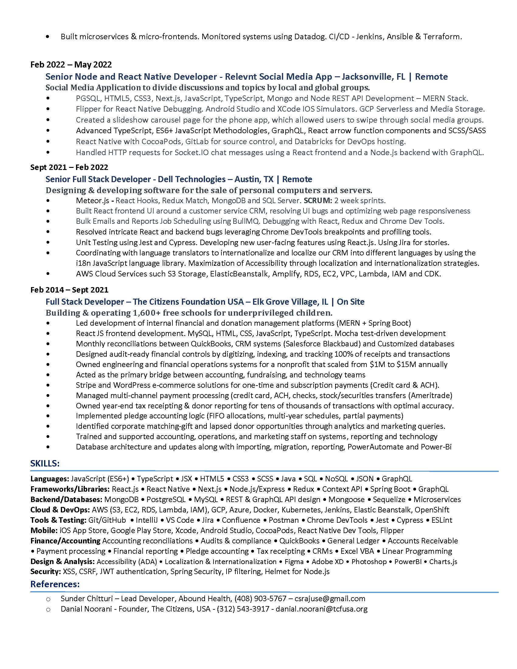 Resume page 2